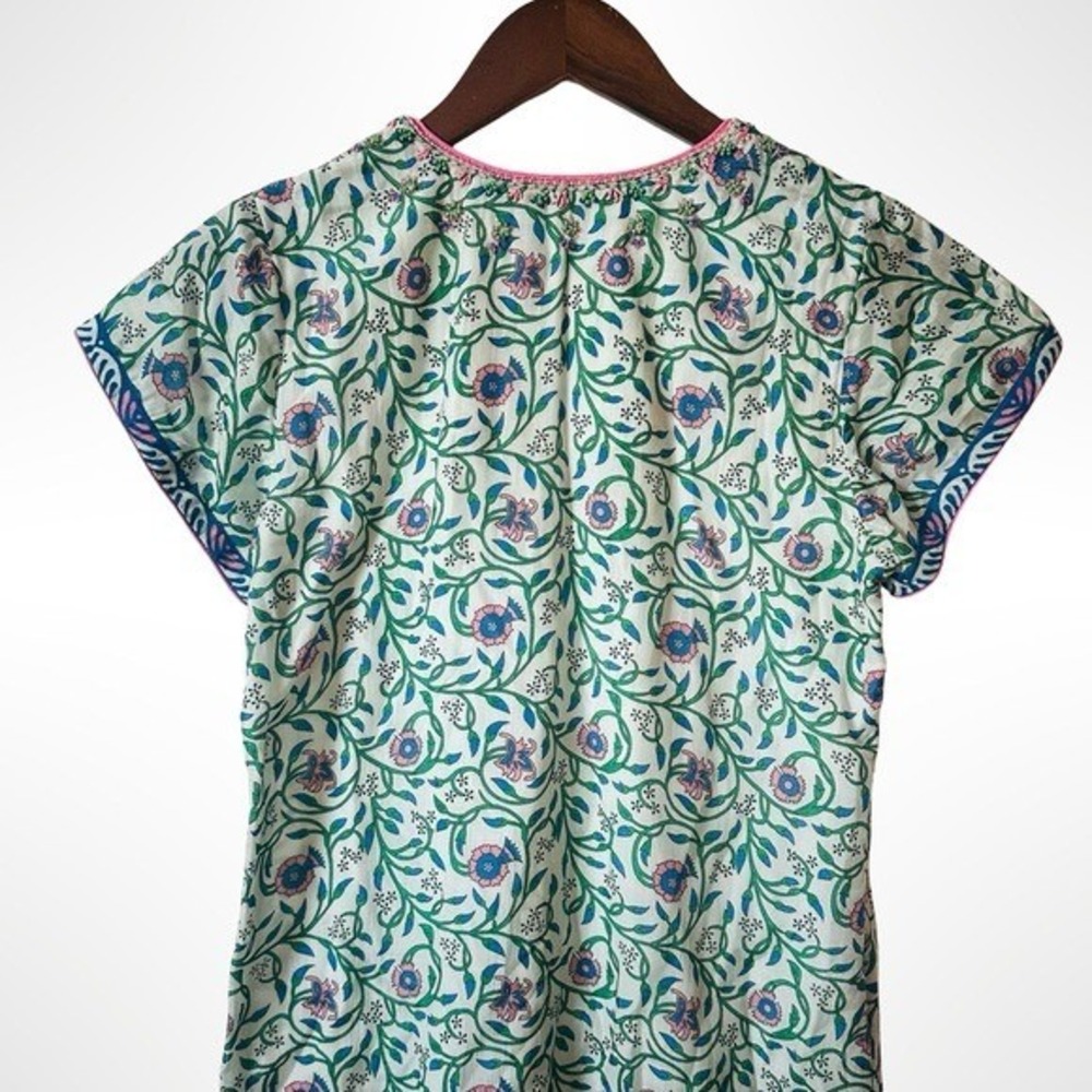 Bella Tu Savannah Floral Border Print Beaded Embroidered Tunic Dress XS Resort - Picture 8 of 12